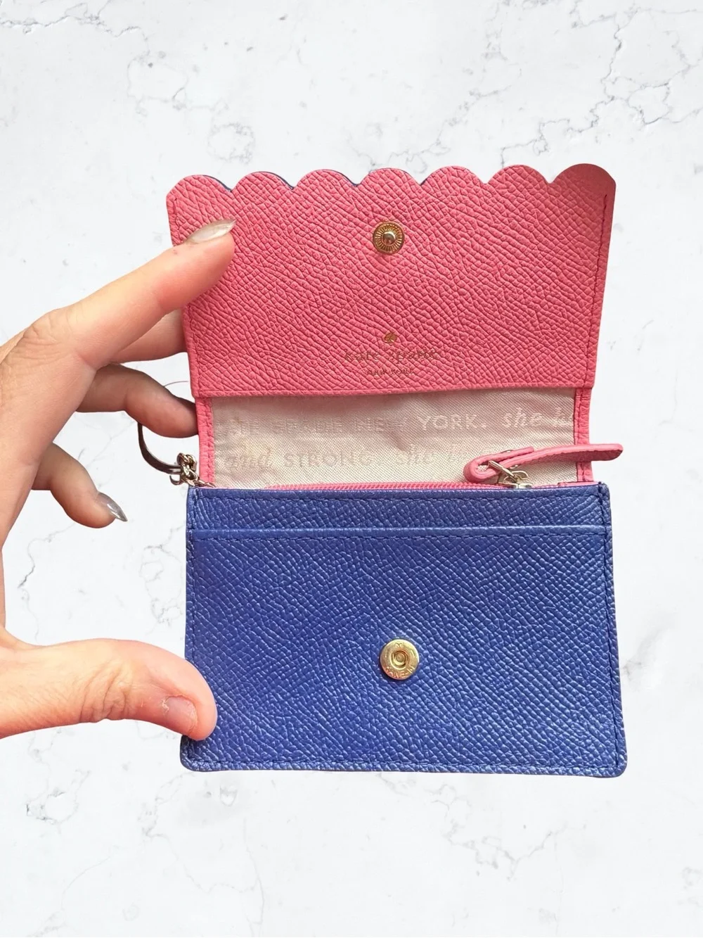 kate spade Blue Scallop Edge Card Holder with Key Ring